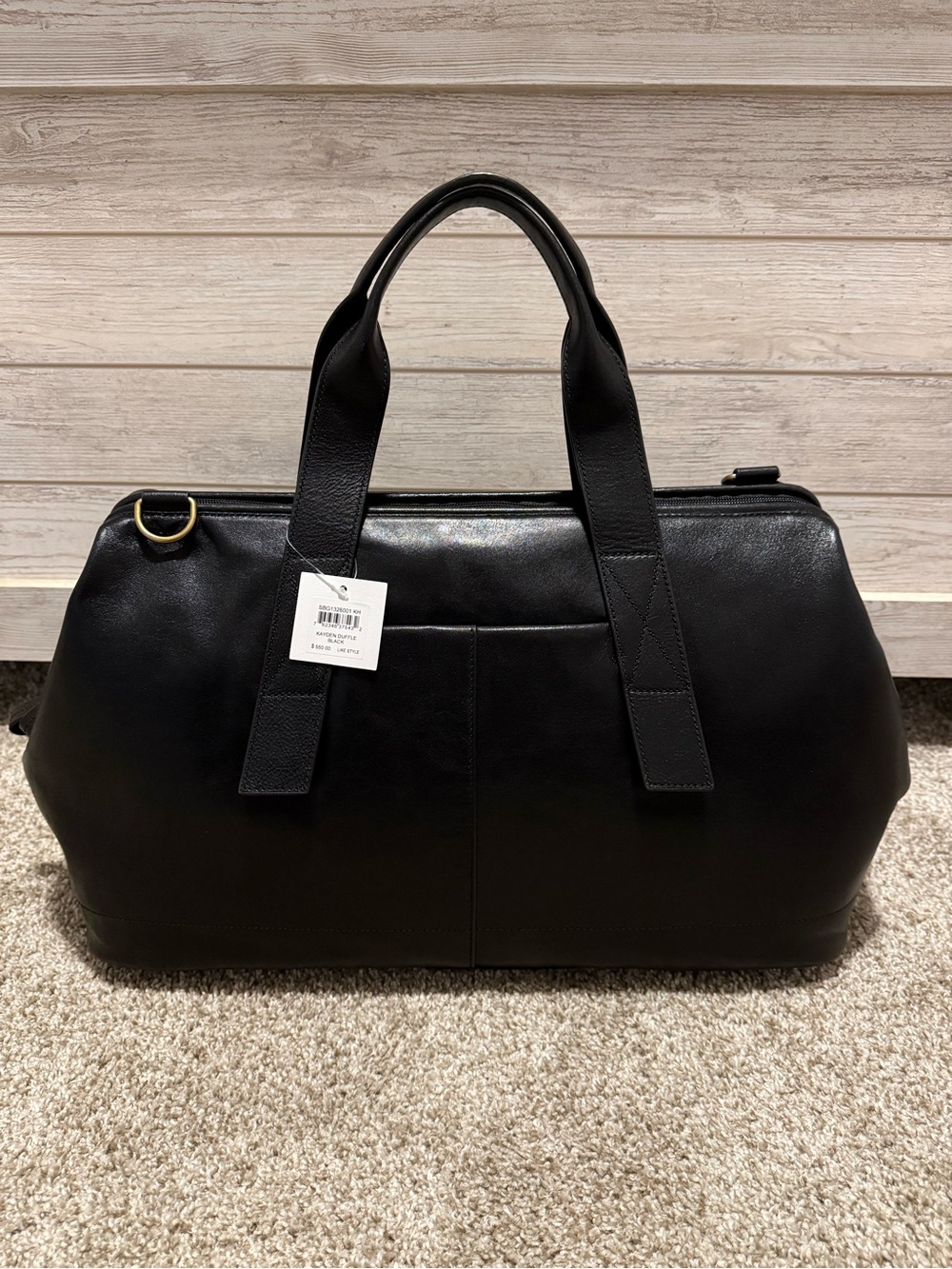 NWT Fossil Black Leather Travel Duffel